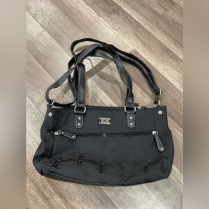 Black Y2K nylon commuter tote bag shoulder crossbody black monogram designer